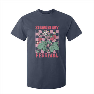 Strawberry Festival T Shirt For Kid Fruit Lover Botanical Retro Groovy TS02 Navy Print Your Wear