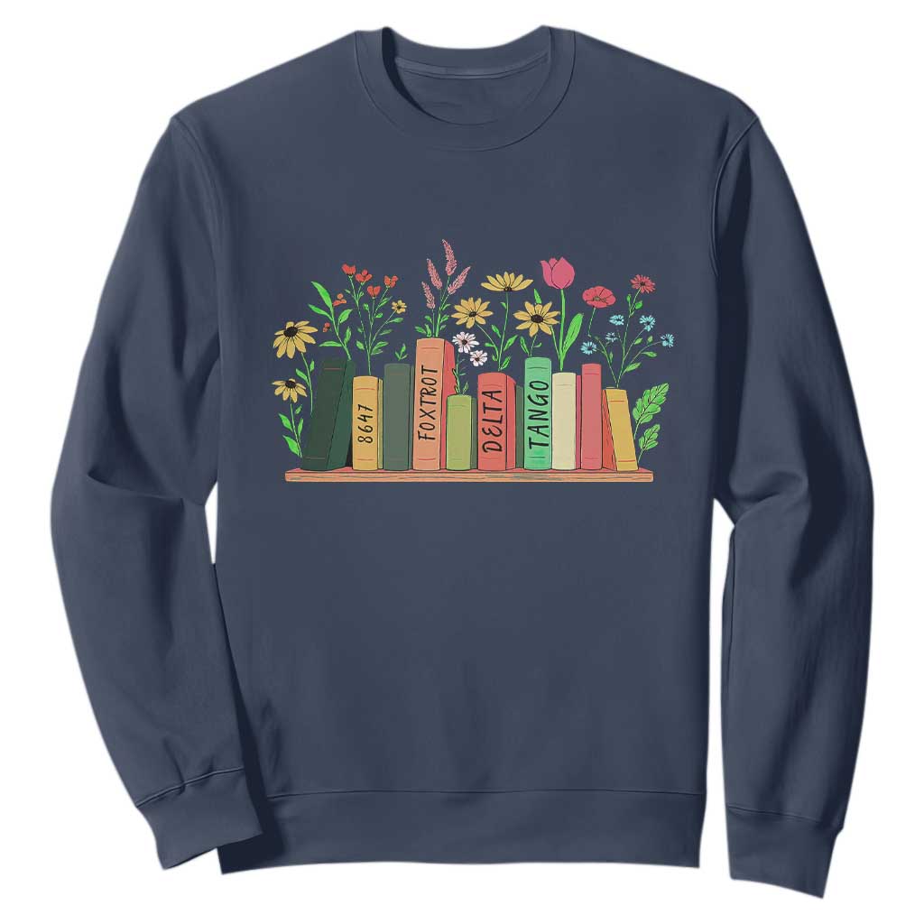 Subtle FDT 8647 Sweatshirt Foxtrots Deltas Tangos Book Lovers Flower TS02 Navy Print Your Wear