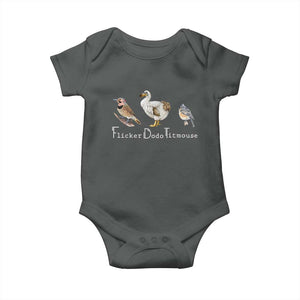 Subtle FDT Baby Onesie Flicker Dodo Titmouse Bird TS10 Dark Heather Print Your Wear