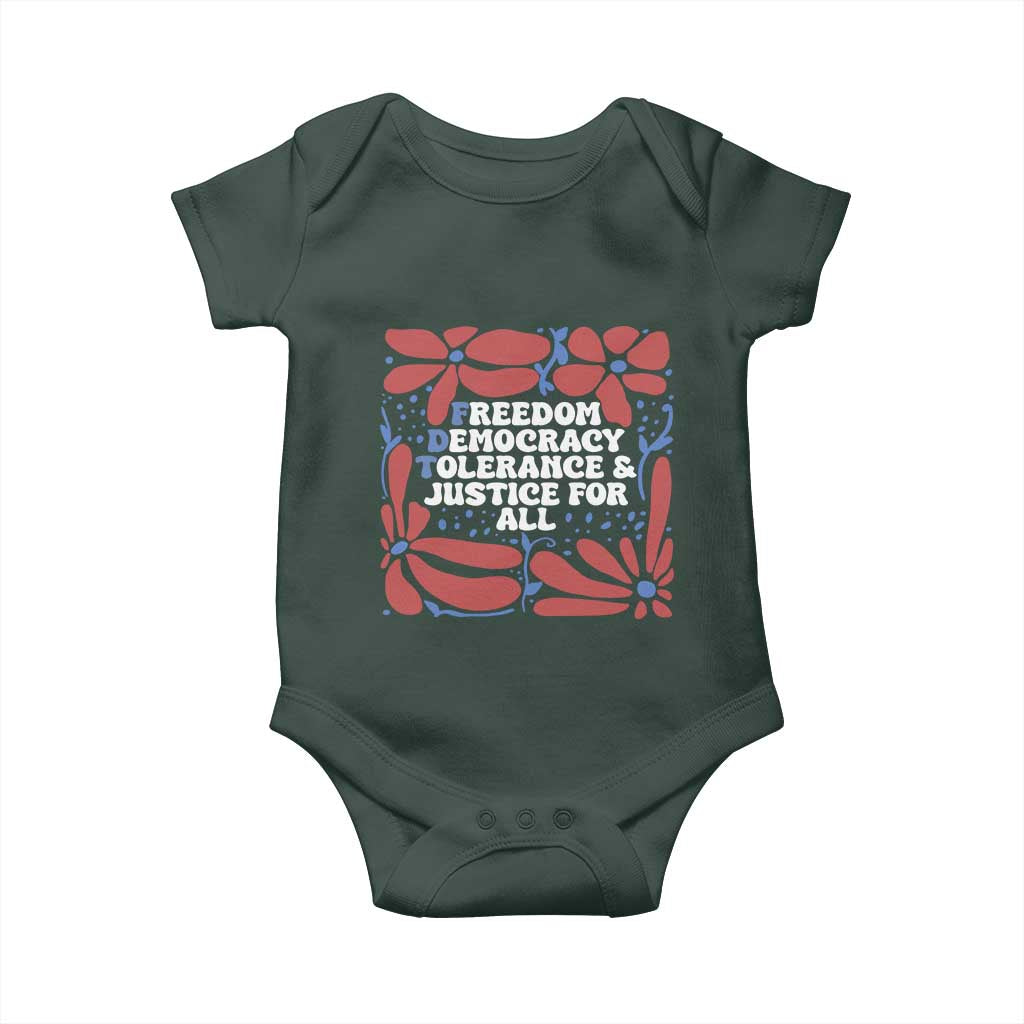 Subtle FDT Baby Onesie Freedom Democracy Tolerence and Justice For All TS02 Print Your Wear