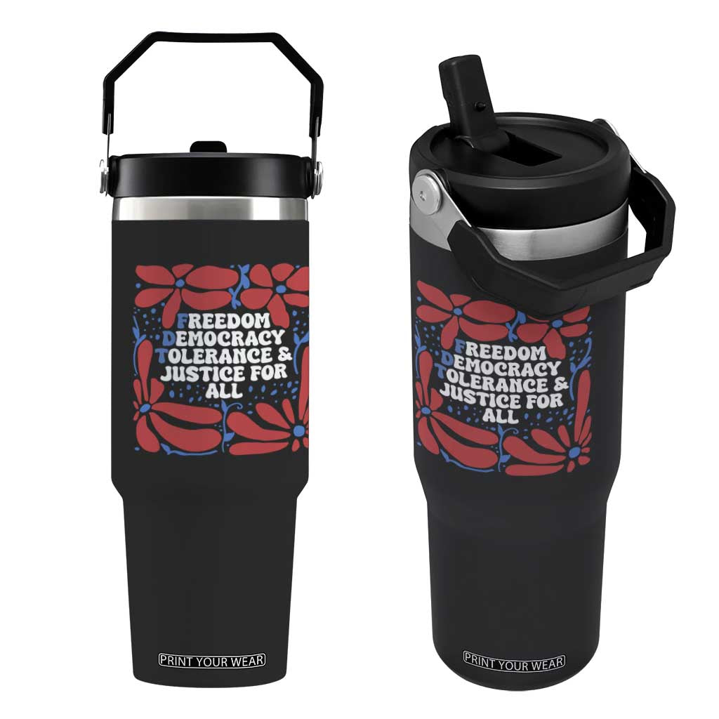 Subtle FDT Flip Straw Tumbler Freedom Democracy Tolerence and Justice For All TS02 One Size: 30 oz Black Print Your Wear