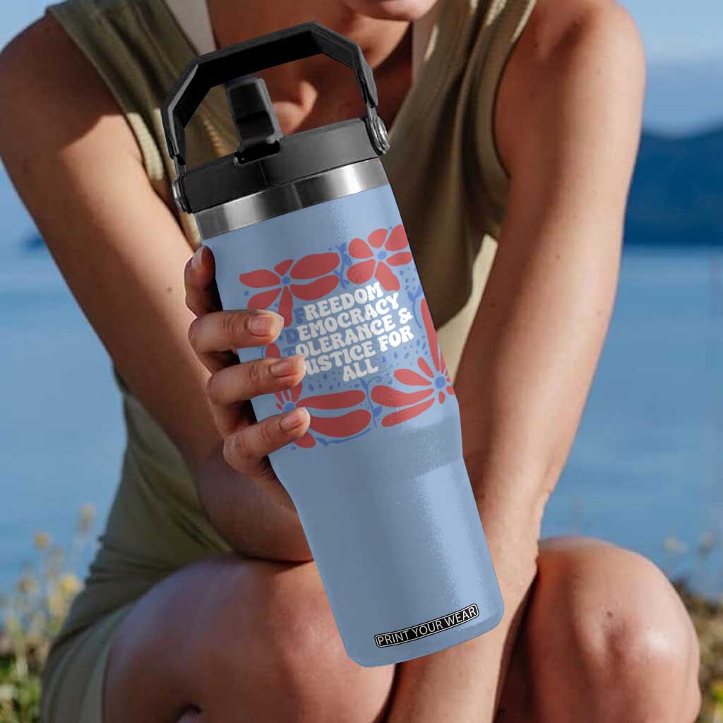 Subtle FDT Flip Straw Tumbler Freedom Democracy Tolerence and Justice For All TS02 One Size: 30 oz Light Blue Print Your Wear