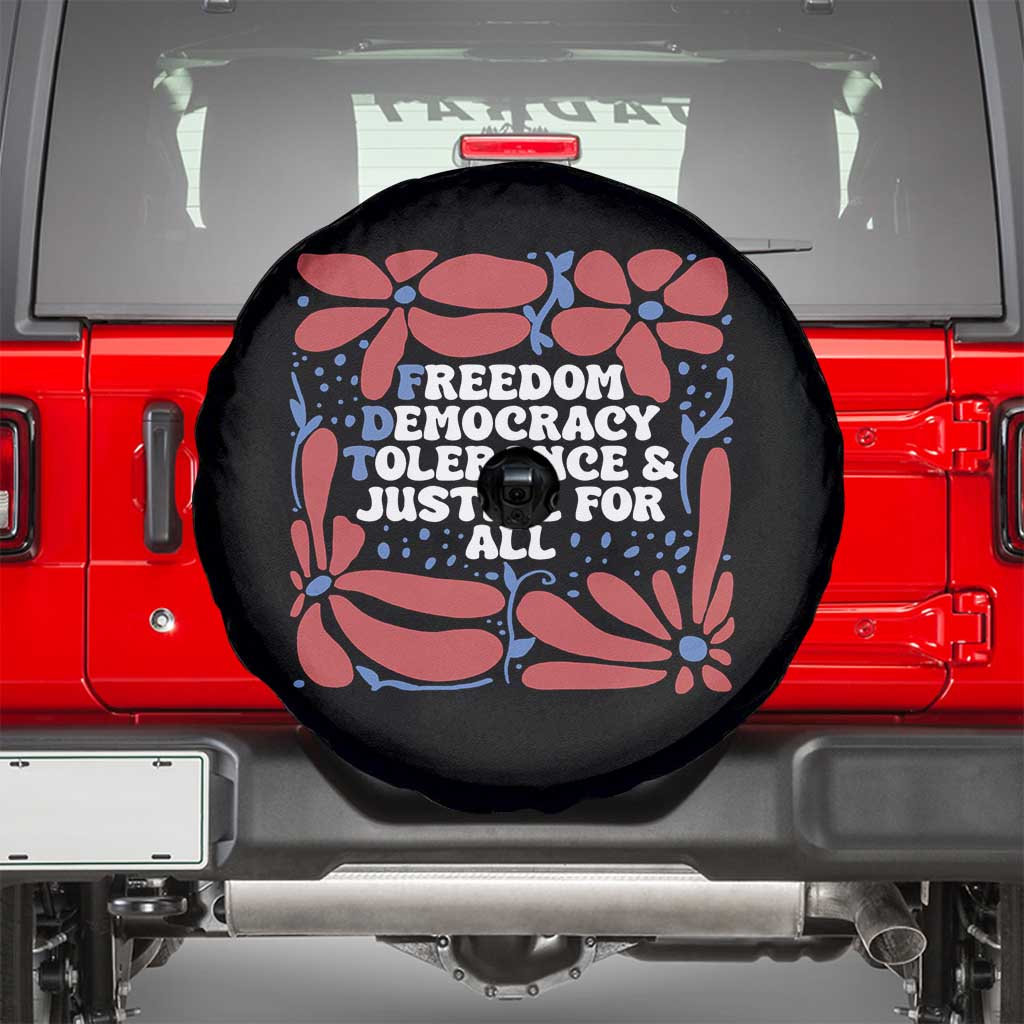 Subtle FDT Spare Tire Cover Freedom Democracy Tolerence and Justice For All TS02 Black Print Your Wear