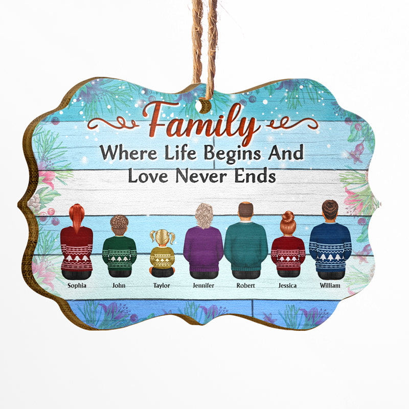 Personalized JP Christmas Ornaments Family Where Begins and Love Never Ends Memorial Gift CTM Ornament Custom - Printyourwear