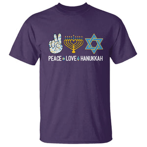 Peace Love Hanukkah Retro Chanukah Jewish Menorah Star of David T Shirt TS02 Purple Printyourwear