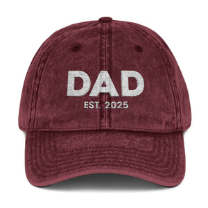 Dad Est 2025 Embroidered Distressed Baseball Cap Vintage New Dad Father's Day Gift TS02 Universal Fit Stone Printyourwear