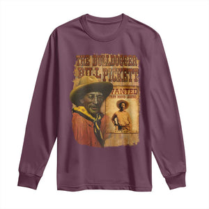 The Bulldogger Bill Pickett Long Sleeve Shirt Texan Rodeo Legend TS11 Maroon Print Your Wear
