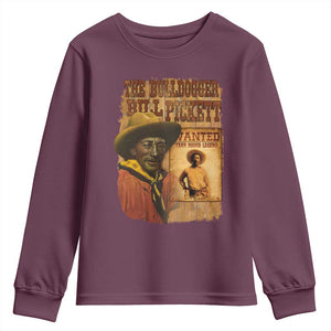 The Bulldogger Bill Pickett Youth Sweatshirt Texan Rodeo Legend TS11 Maroon Print Your Wear