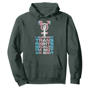 Trans Ally Hoodie Transgender Pride Flag Support TS10 Dark Forest Green Print Your Wear