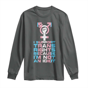 Trans Ally Long Sleeve Shirt Transgender Pride Flag Support TS10 Dark Heather Print Your Wear