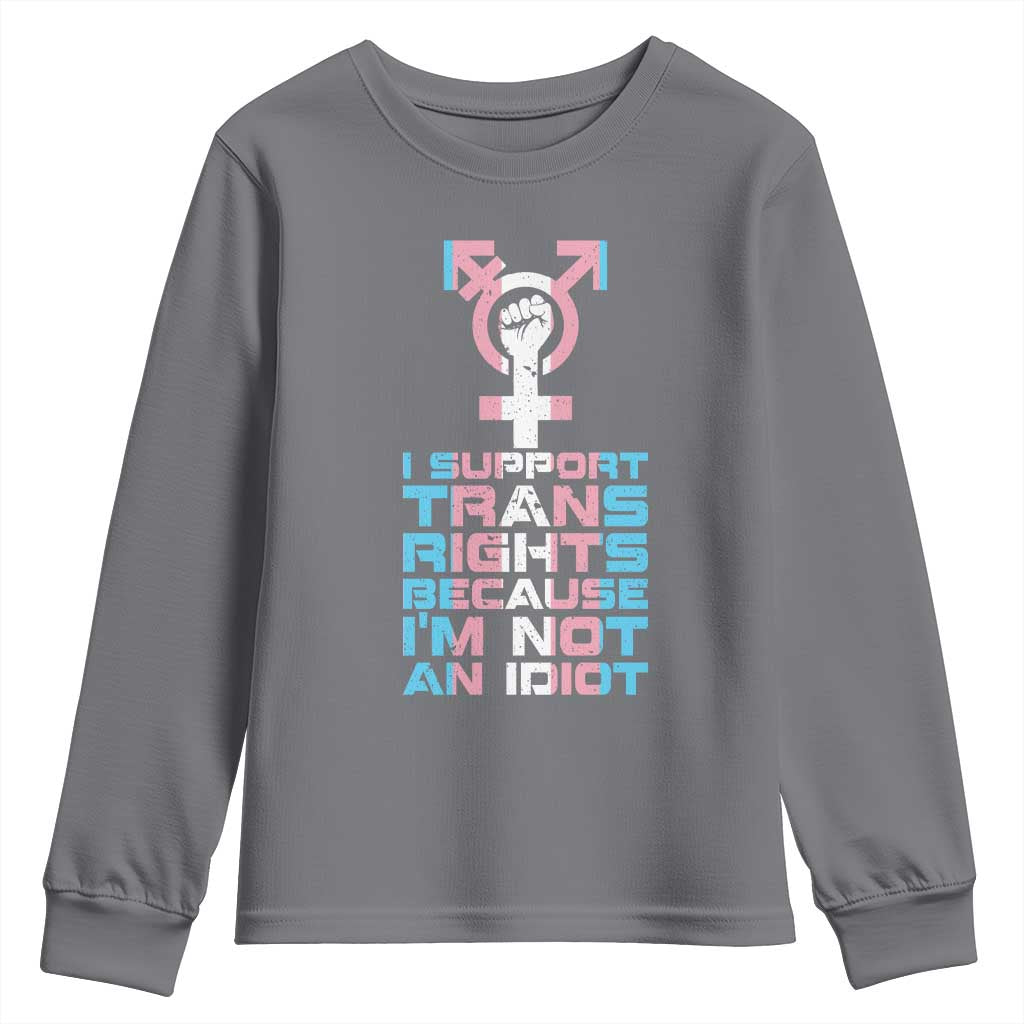 Trans Ally Youth Sweatshirt Transgender Pride Flag Support TS10 Charcoal Print Your Wear