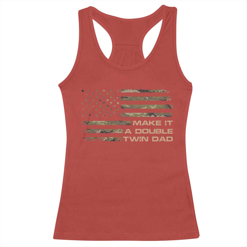 Twin Dad Racerback Tank Top Make It A Double Funny Fathers Day Camo American Flag TS10 Red Print Your Wear