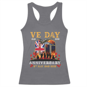 VE Day 80th Anniversary Racerback Tank Top 2025 Celebration Union Flag WWII Remembrance TS02 Charcoal Print Your Wear