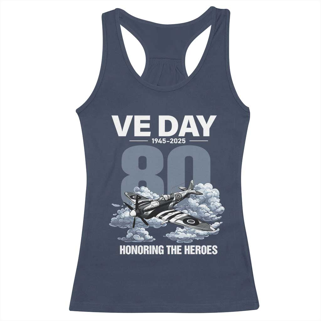 VE Day 80th Anniversary Racerback Tank Top 2025 Celebration WWII Remembrance Retro TS02 Navy Print Your Wear