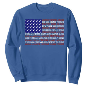 Vintage American Flag Sweatshirt With States 4th Of July TS10 Royal Blue Print Your Wear