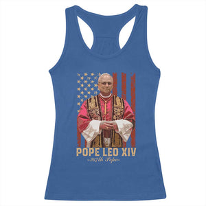 Vintage Pope Leo XIV Racerback Tank Top 267th Pope American Flag TS02 Royal Blue Print Your Wear