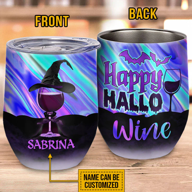 Personalized Halloween Tumbler Witch Happy Hallowine Wine Tumbler CTM 12 OZ Custom - Printyourwear