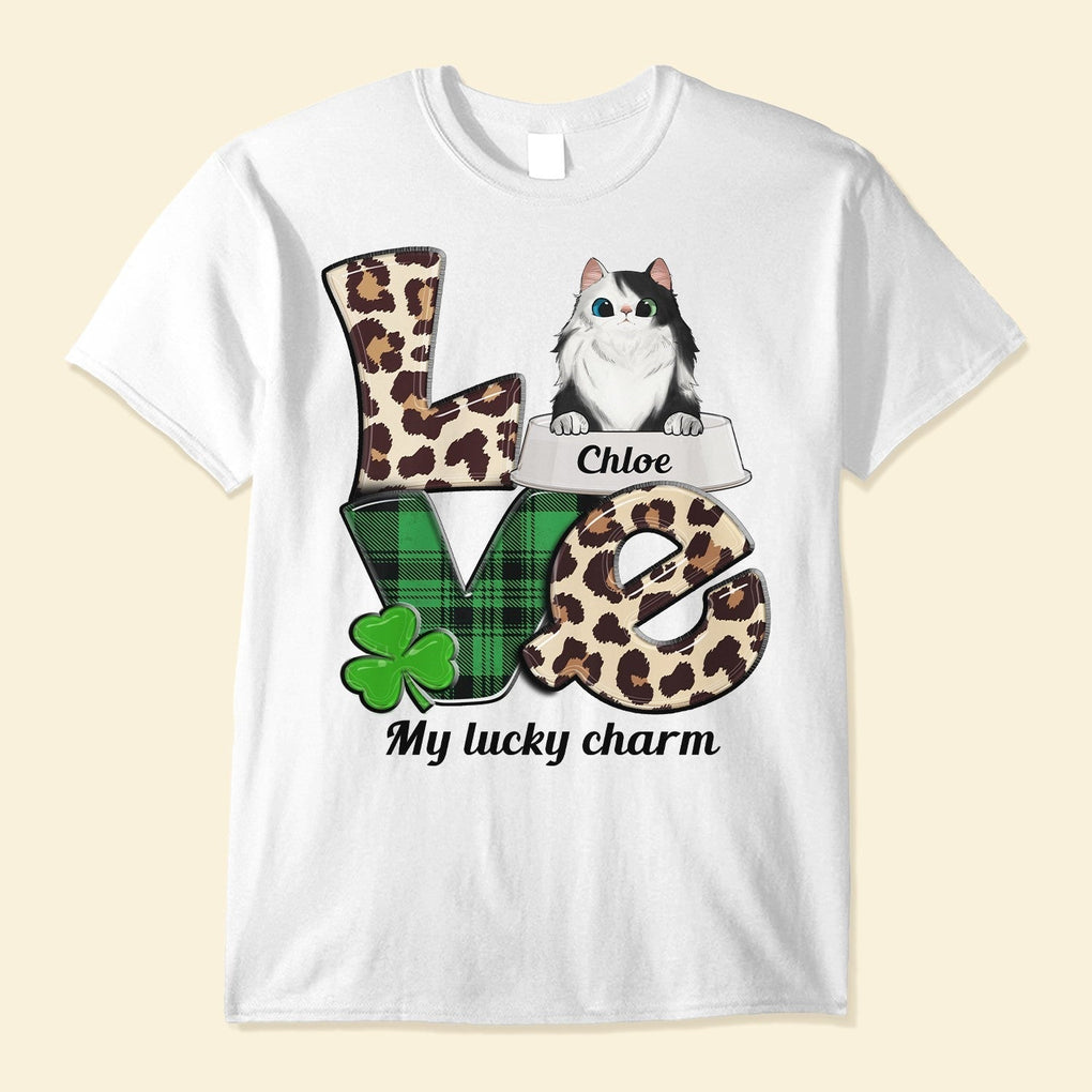 Personalized St Patricks Day You Are My Lucky Charm T Shirt Gift For Cat Owner, Cat Lover CTM Youth Custom - Printyourwear