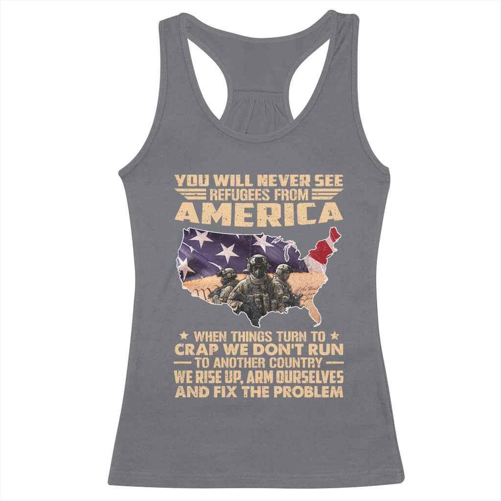 You Will Never See Refugees From America When Things Turn To Racerback Tank Top TS11 Charcoal Print Your Wear