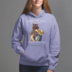 A Woman Cannot Survive On Books Alone She Also Needs Dogs Lover Hoodie TS09 Violet Printyourwear