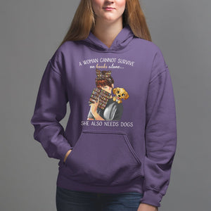 A Woman Cannot Survive On Books Alone She Also Needs Dogs Lover Hoodie TS09 Purple Printyourwear