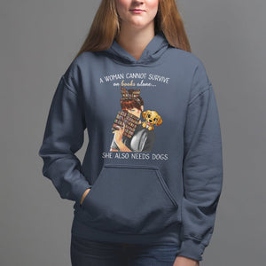 A Woman Cannot Survive On Books Alone She Also Needs Dogs Lover Hoodie TS09 Navy Printyourwear