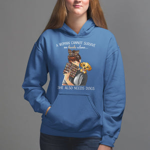 A Woman Cannot Survive On Books Alone She Also Needs Dogs Lover Hoodie TS09 Royal Blue Printyourwear