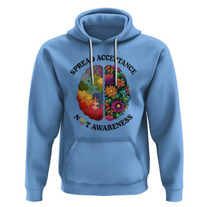 Accept Autism Hoodie Spread Acceptance Not Awareness Neurodiversity Brain TS01 Carolina Blue Printyourwear