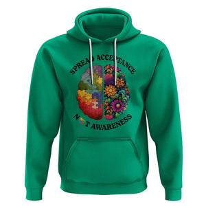 Accept Autism Hoodie Spread Acceptance Not Awareness Neurodiversity Brain TS01 Irish Green Printyourwear