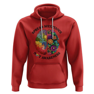 Accept Autism Hoodie Spread Acceptance Not Awareness Neurodiversity Brain TS01 Red Printyourwear