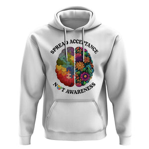 Accept Autism Hoodie Spread Acceptance Not Awareness Neurodiversity Brain TS01 White Printyourwear