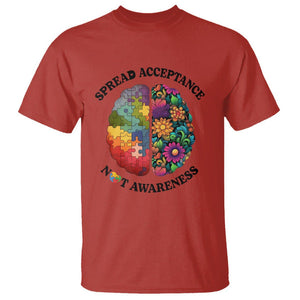 Accept Autism T Shirt Spread Acceptance Not Awareness Neurodiversity Brain TS01 Red Printyourwear