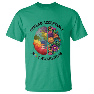 Accept Autism T Shirt Spread Acceptance Not Awareness Neurodiversity Brain TS01 Irish Green Printyourwear