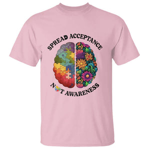 Accept Autism T Shirt Spread Acceptance Not Awareness Neurodiversity Brain TS01 Light Pink Printyourwear