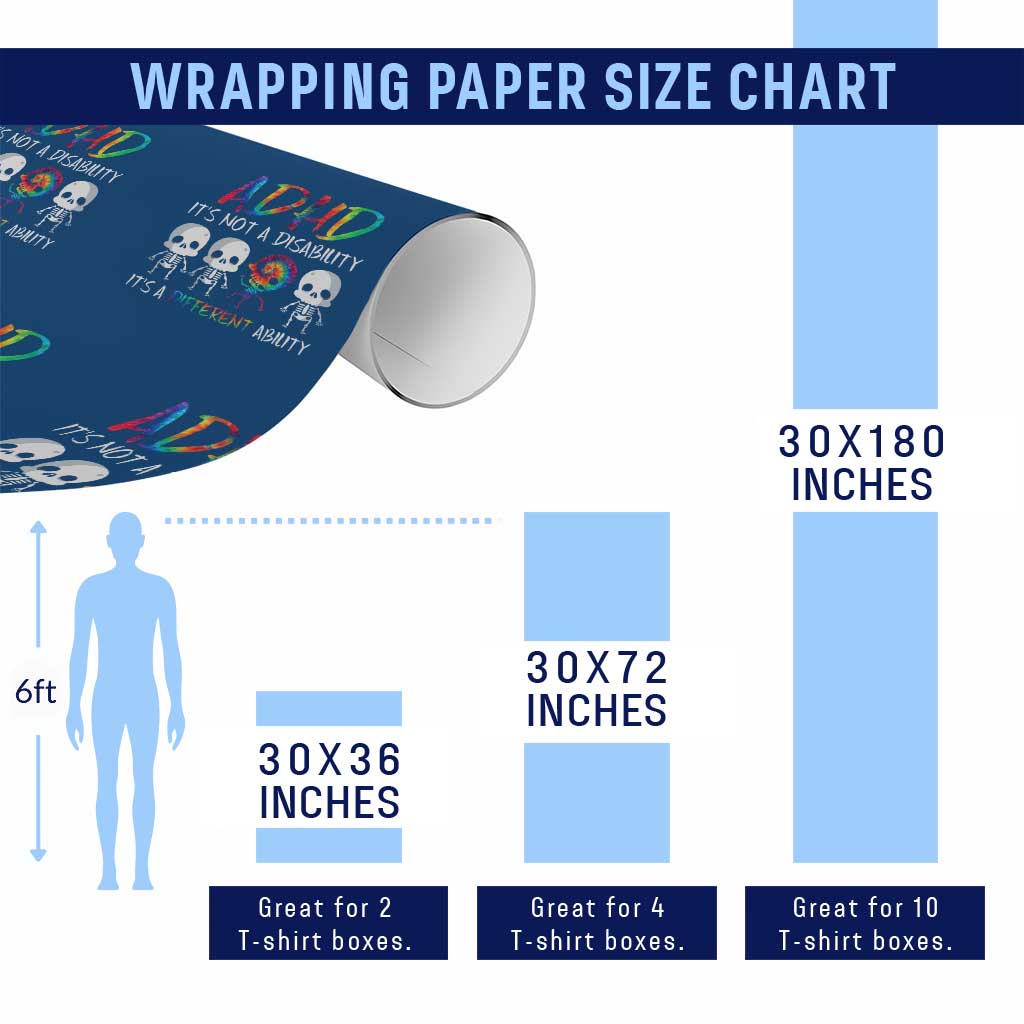 ADHD Awareness Wrapping Paper Roll It's Not A Disability It's A Different Ability TS02 Print Your Wear