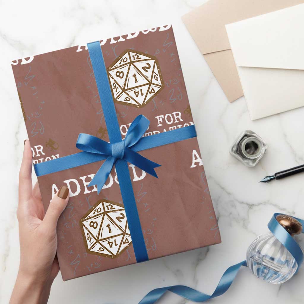 ADHD&D Roll for Concentration Wrapping Paper Roll ADHD Roll For Concentration Funny Gamer TS10 Mocha Print Your Wear