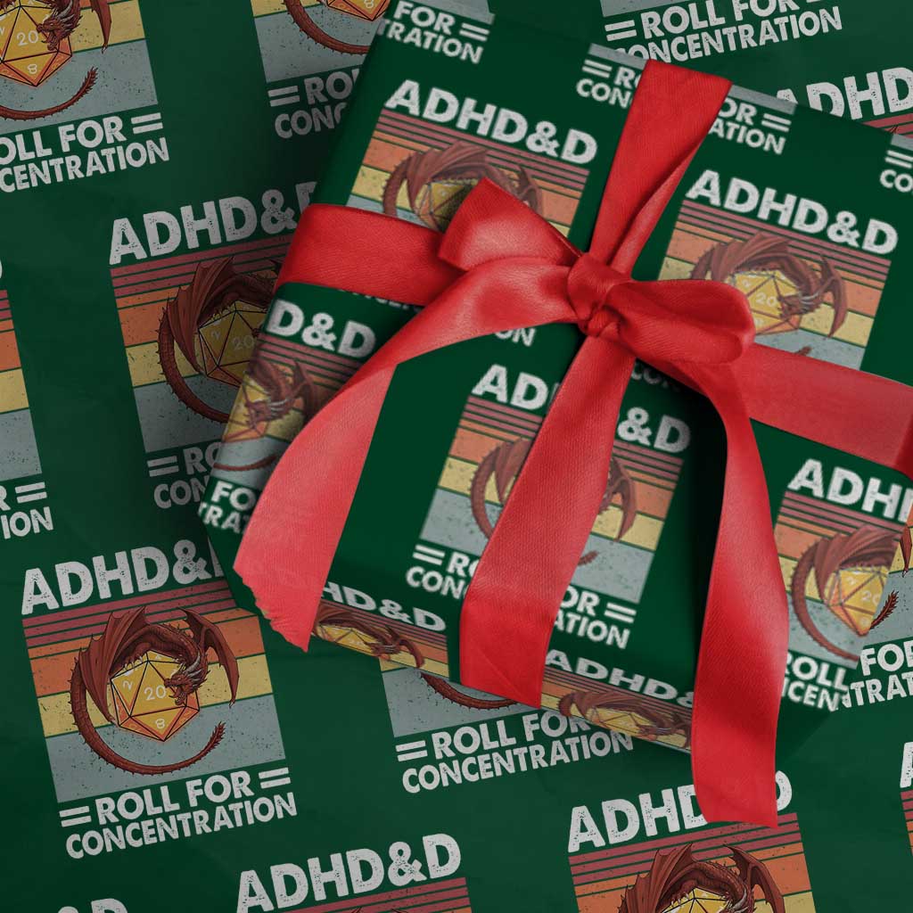 ADHD&D Roll For Concentration Wrapping Paper Roll Funny RPG Gamer D20 Tabletop Dice TS11 Green Print Your Wear