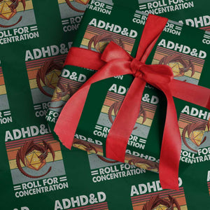ADHD&D Roll For Concentration Wrapping Paper Roll Funny RPG Gamer D20 Tabletop Dice TS11 Green Print Your Wear