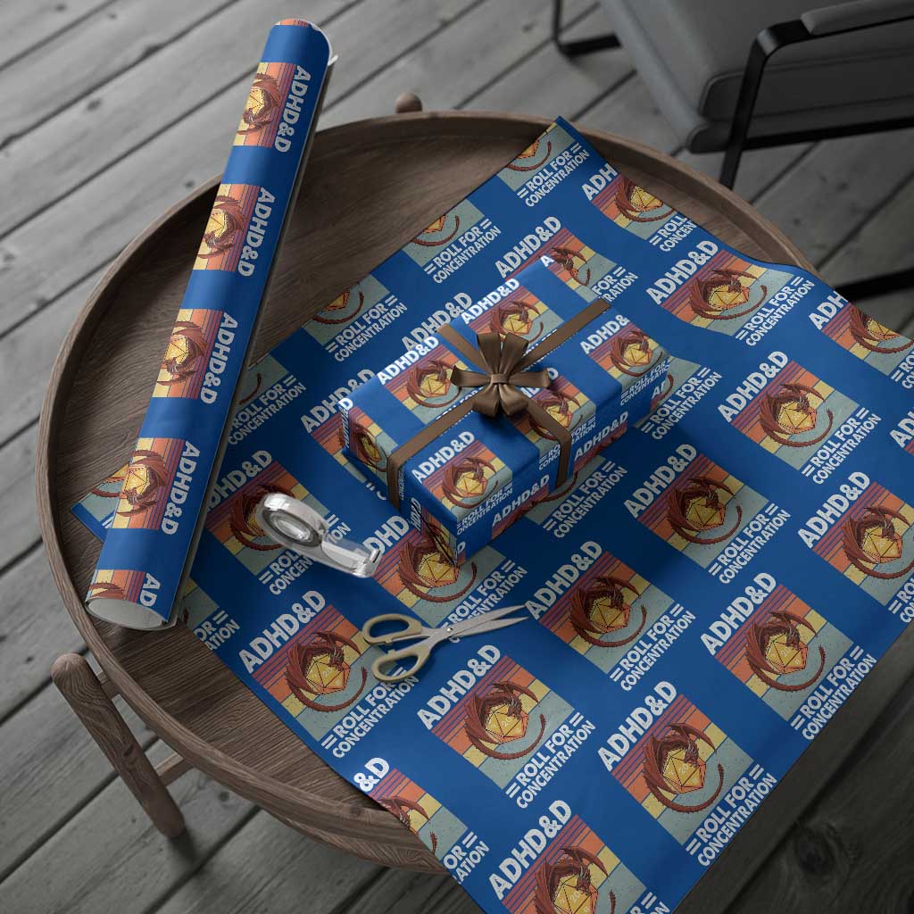 ADHD&D Roll For Concentration Wrapping Paper Roll Funny RPG Gamer D20 Tabletop Dice TS11 Blue Print Your Wear