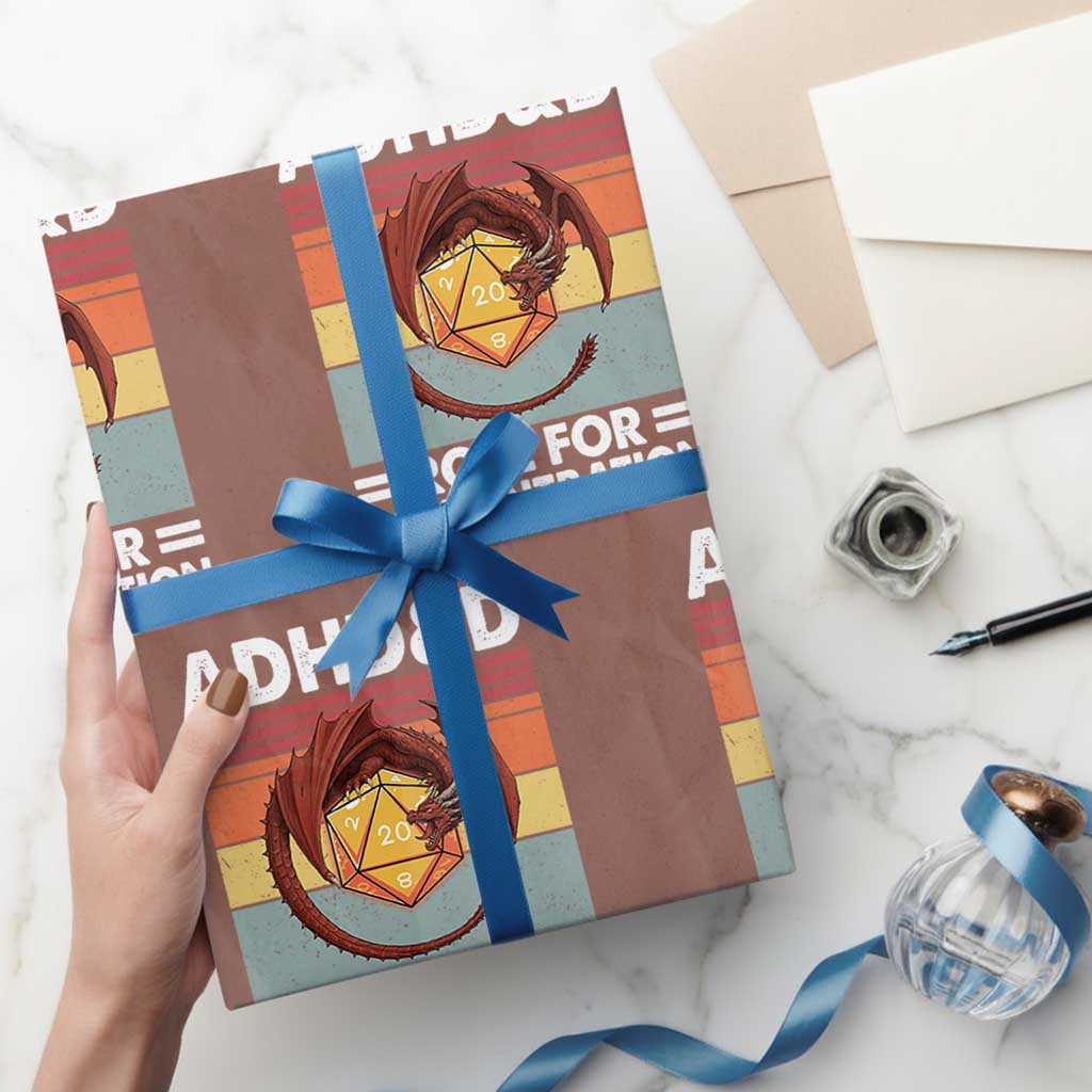ADHD&D Roll For Concentration Wrapping Paper Roll Funny RPG Gamer D20 Tabletop Dice TS11 Mocha Print Your Wear