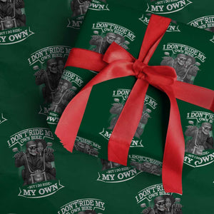 African American Motorcycle Wrapping Paper Roll Skeleton Biker TS14 Green Print Your Wear