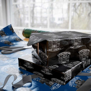 African American Motorcycle Wrapping Paper Roll Skeleton Biker TS14 Black Print Your Wear