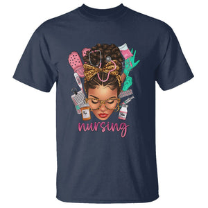 African American Nurse T Shirt Black History Month with Afro Hair TS01 Navy Printyourwear