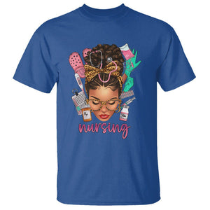 African American Nurse T Shirt Black History Month with Afro Hair TS01 Royal Blue Printyourwear