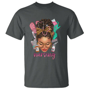 African American Nurse T Shirt Black History Month with Afro Hair TS01 Dark Heather Printyourwear