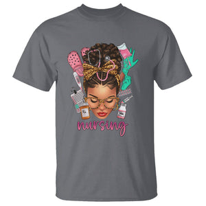 African American Nurse T Shirt Black History Month with Afro Hair TS01 Charcoal Printyourwear