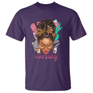 African American Nurse T Shirt Black History Month with Afro Hair TS01 Purple Printyourwear