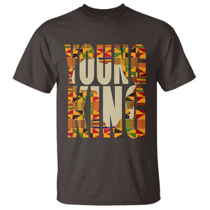 African Kente T Shirt Young King for Boys Men TS02 Dark Chocolate Printyourwear