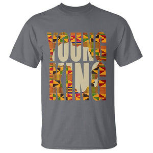 African Kente T Shirt Young King for Boys Men TS02 Charcoal Printyourwear