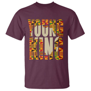 African Kente T Shirt Young King for Boys Men TS02 Maroon Printyourwear